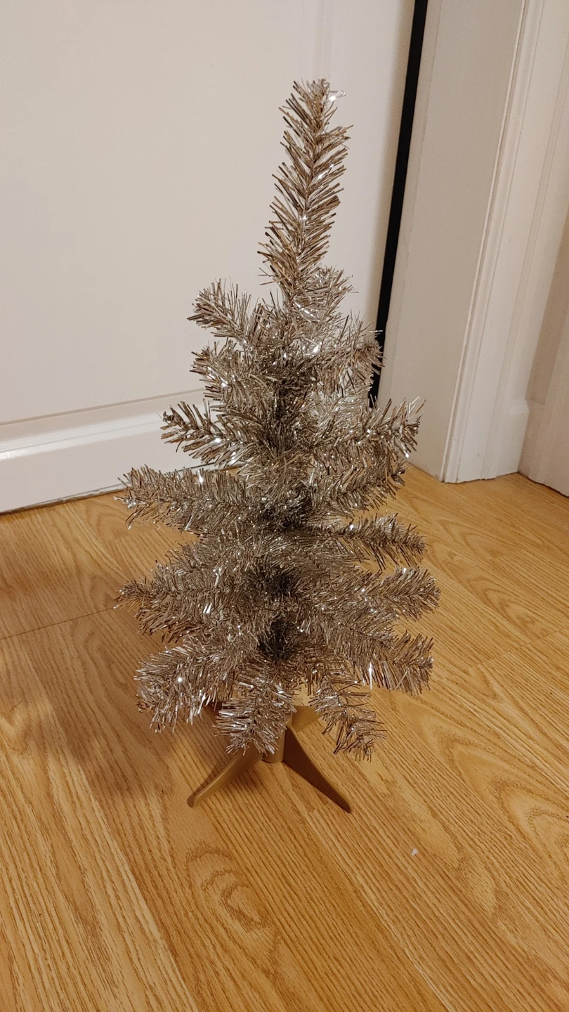 Small Silver Tinsel Christmas Tree New - photo 2