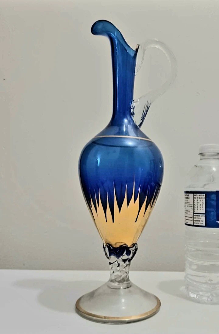 Vtg Italian 24 Kt Gold Murano Sommerso Tall Pitcher - photo 2