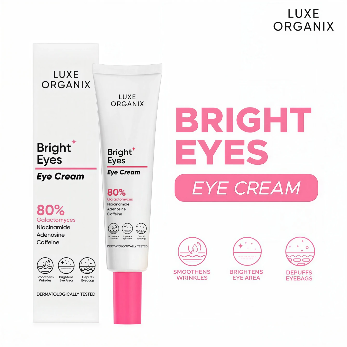 LUXE ORGANIX Bright Eyes Eye Cream 80% Galactomyces 15g