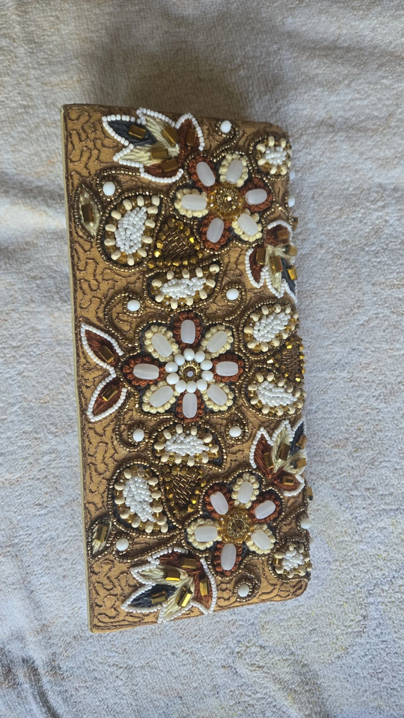 Brand New Beaded floral clutch