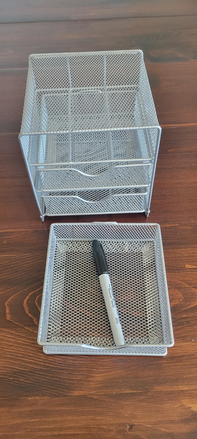 Silver Mesh 3-Drawer Desk Organizer - photo 2