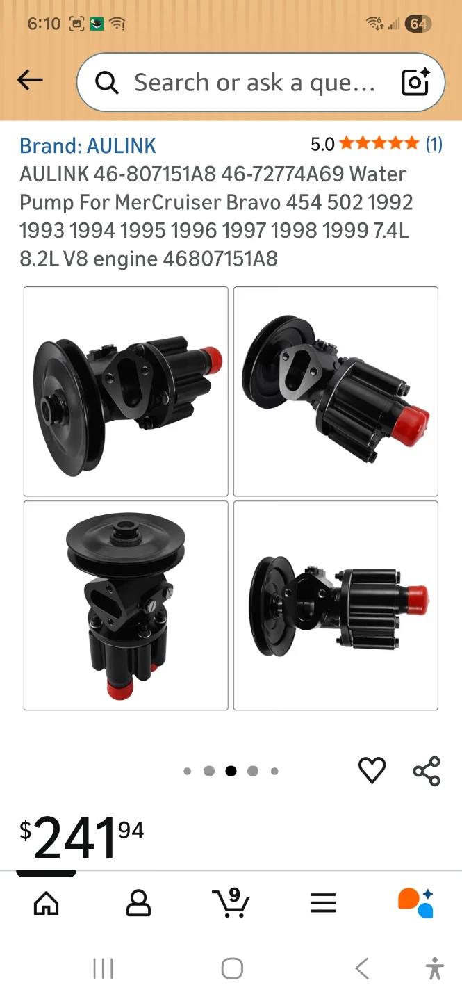 AULINK Water Pump for MerCruiser Bravo - photo 3