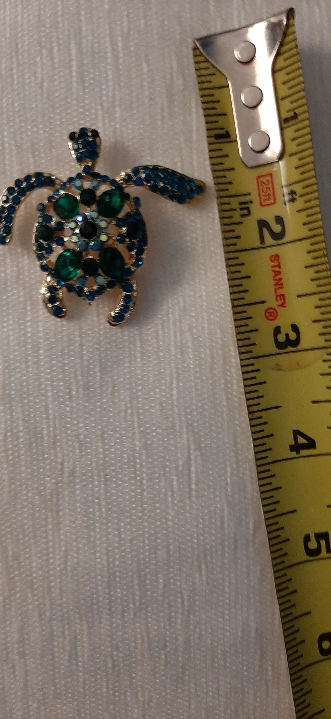 Turtle Brooch-blue and green rhinestones - photo 3
