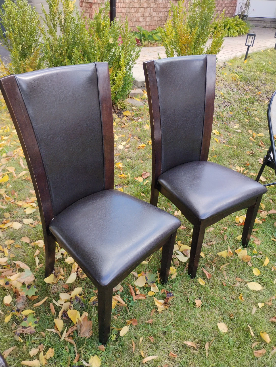 2 Dark Brown Faux Leather Dining Chairs - photo 2
