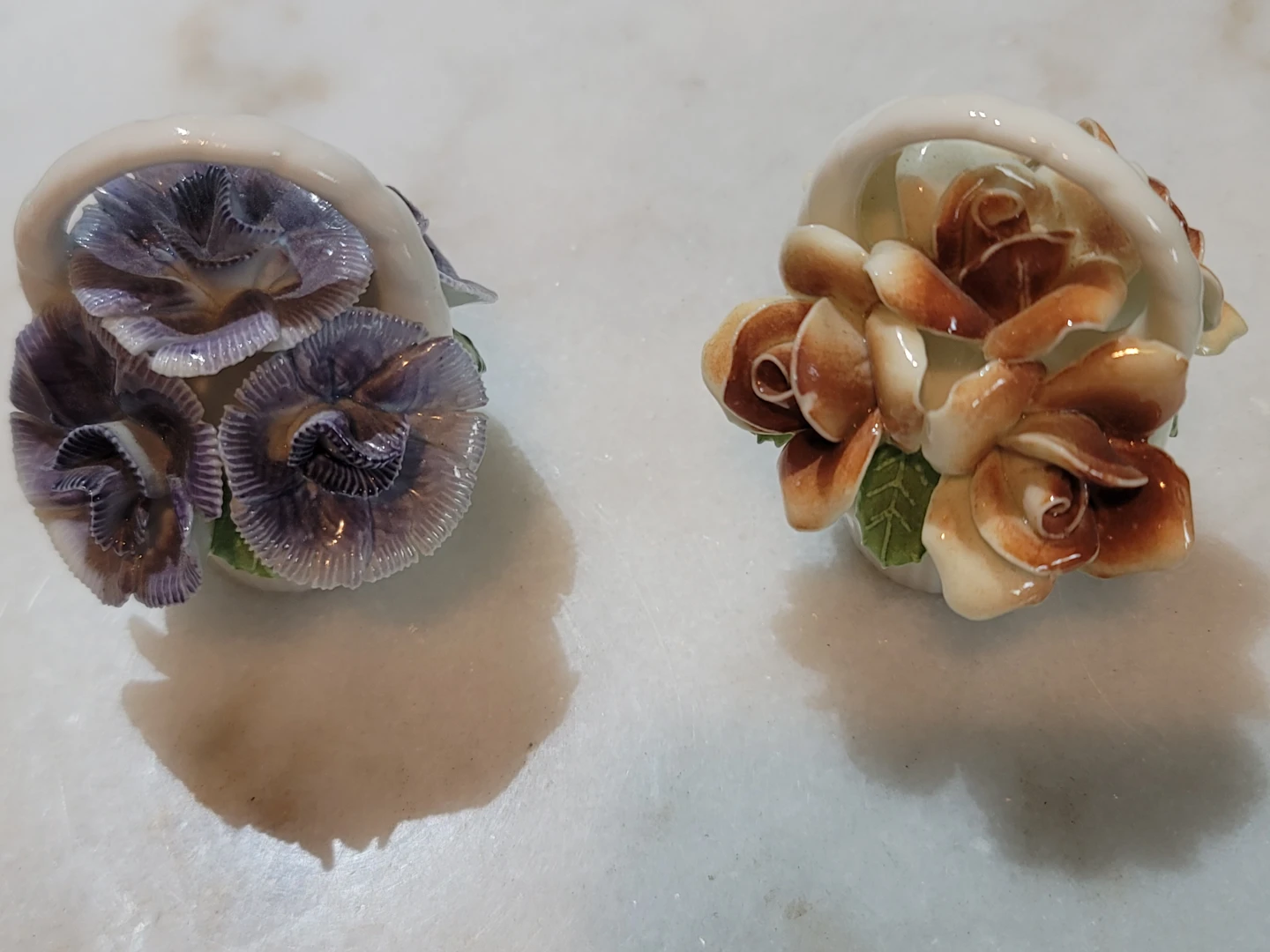 Set of Two Porcelain Floral Baskets
