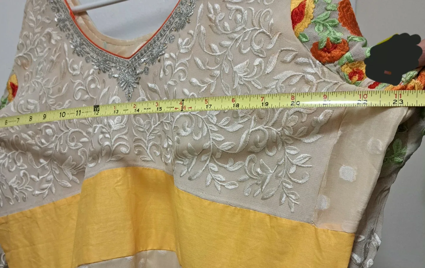 Embroidered Cream and Yellow Anarkali Dress - photo 2