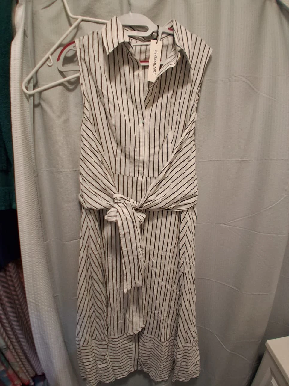 COMMENSE Sleeveless Striped Midi Dress