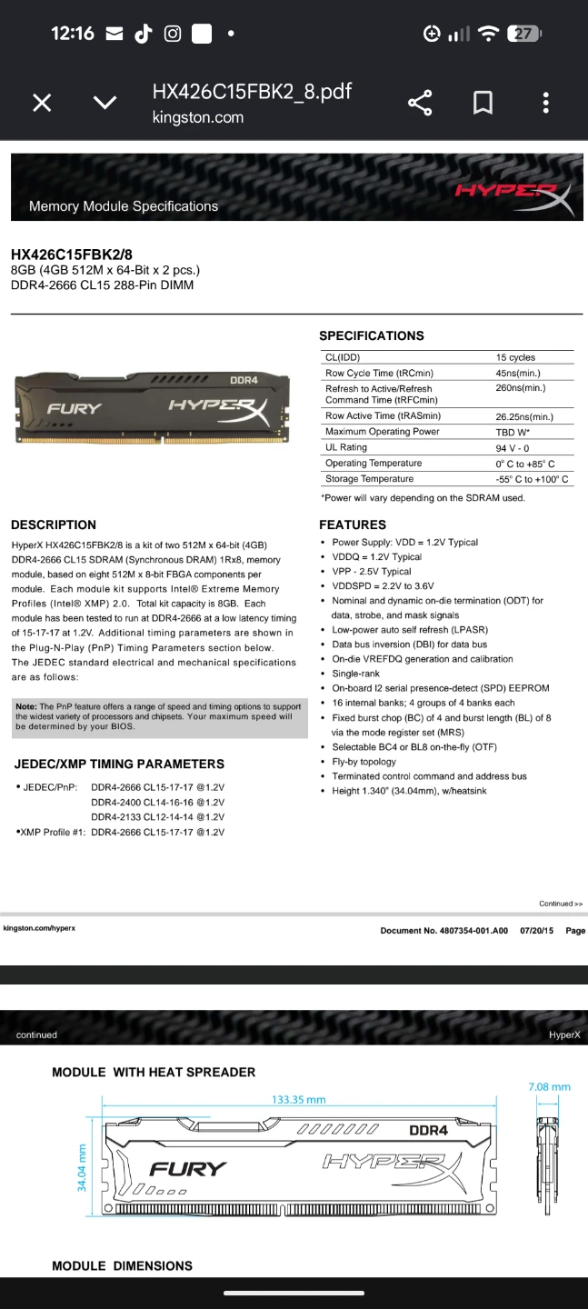 Kingston HyperX Fury 16GB (4x4GB) DDR4-2666 RAM Kit - photo 2