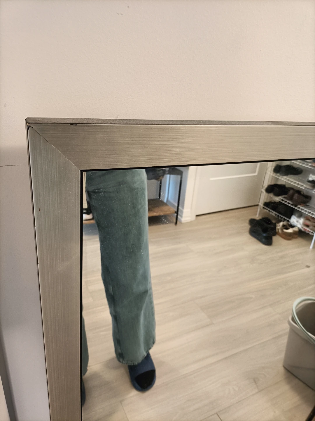 Large Brushed Silver Wall Mirror - photo 2