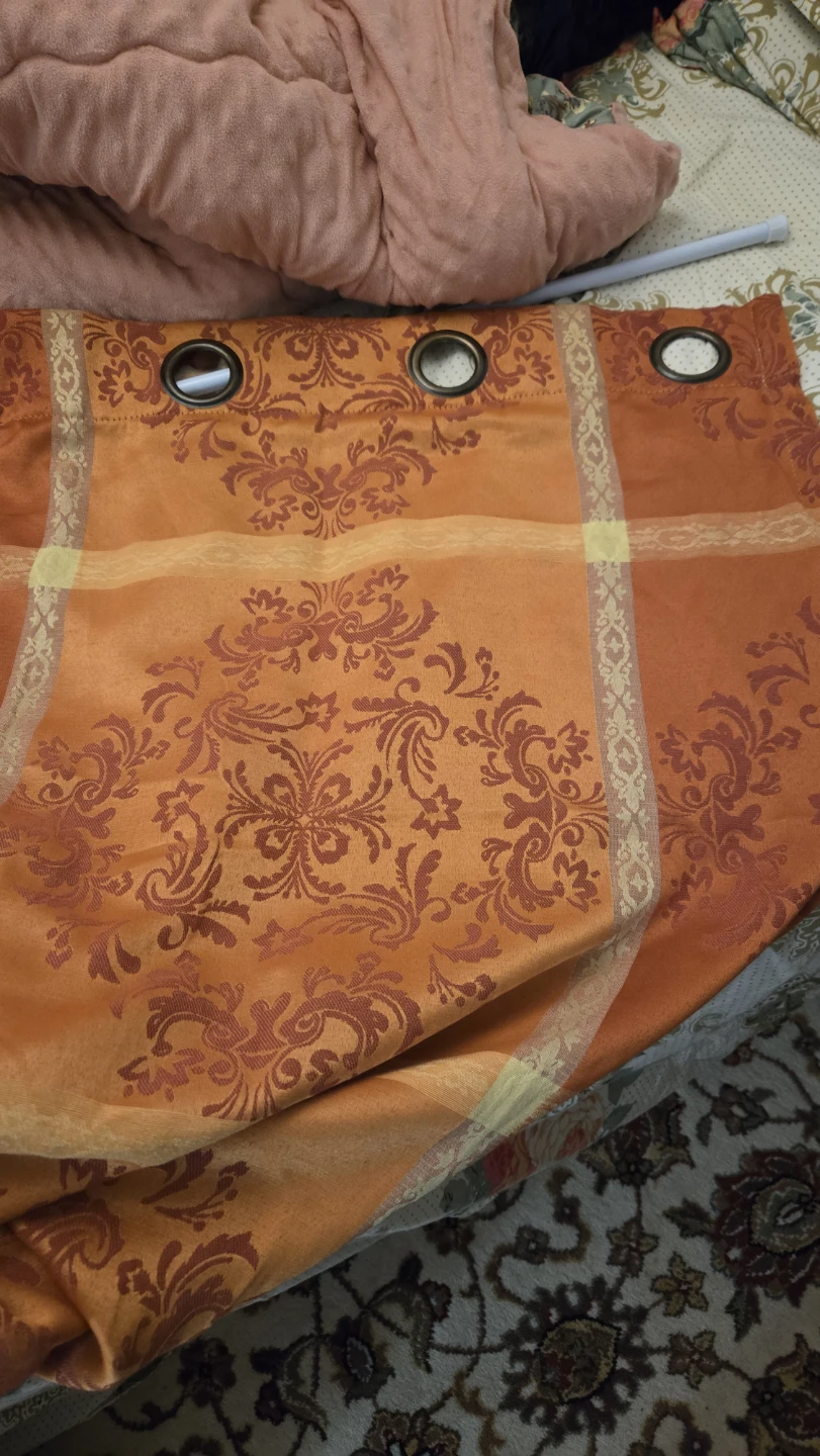 Orange Patterned Grommet Curtains pair - photo 3