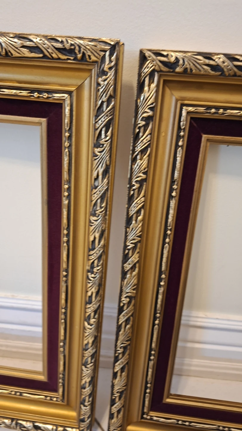 Set of 3 ornate gold and burgundy picture frames - photo 3