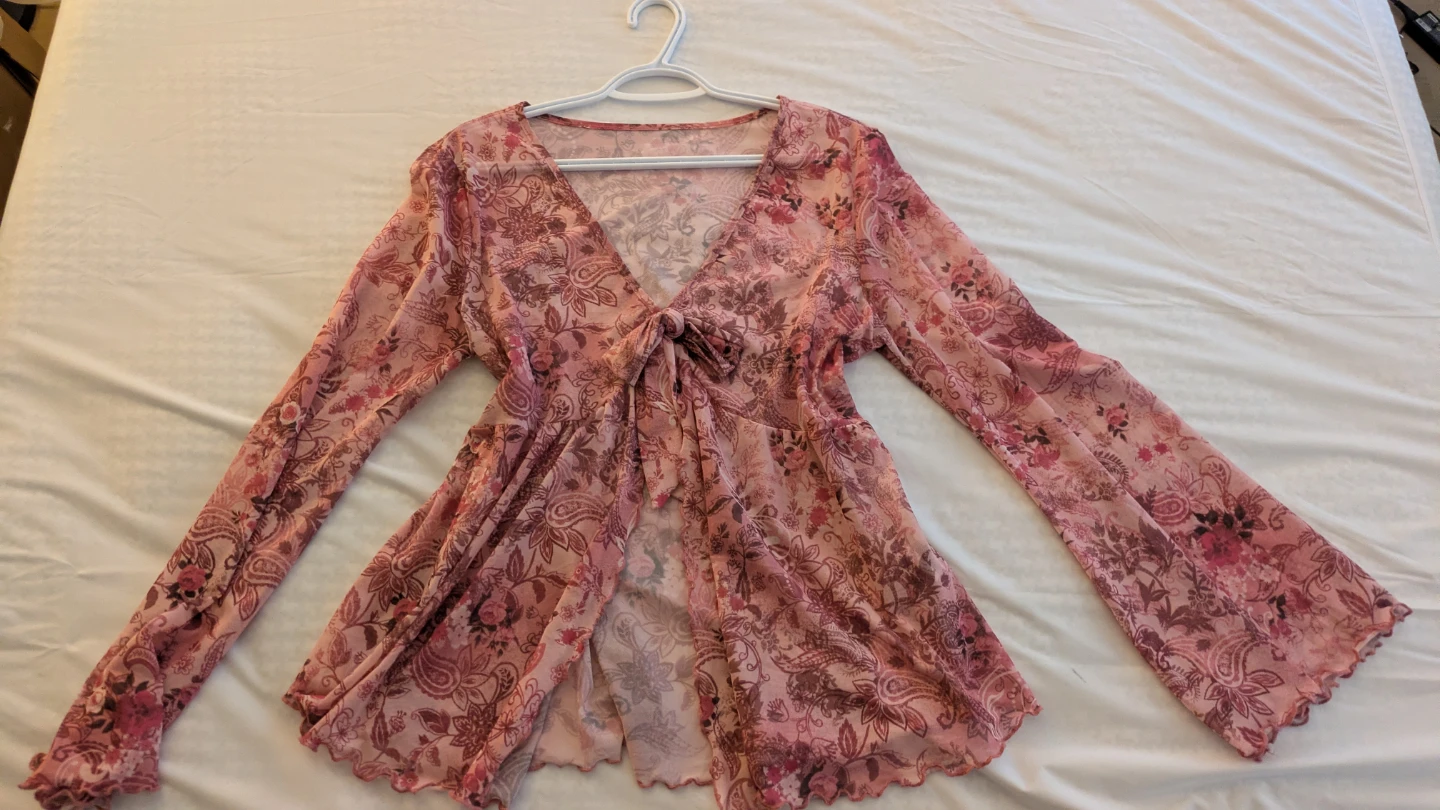 Floral Mesh Tie-Front Tops - photo 2