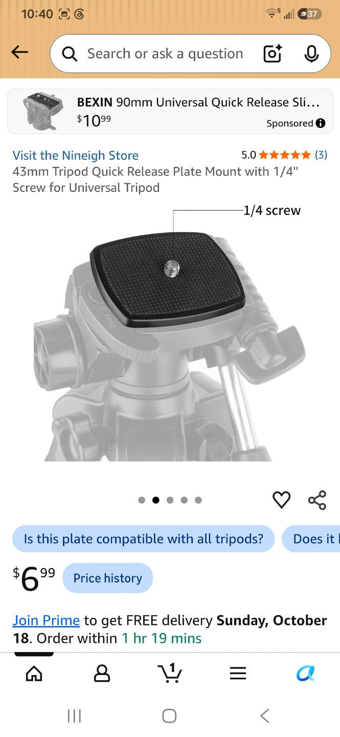 Nineigh 43mm Tripod Quick Release Plate Mount - photo 2