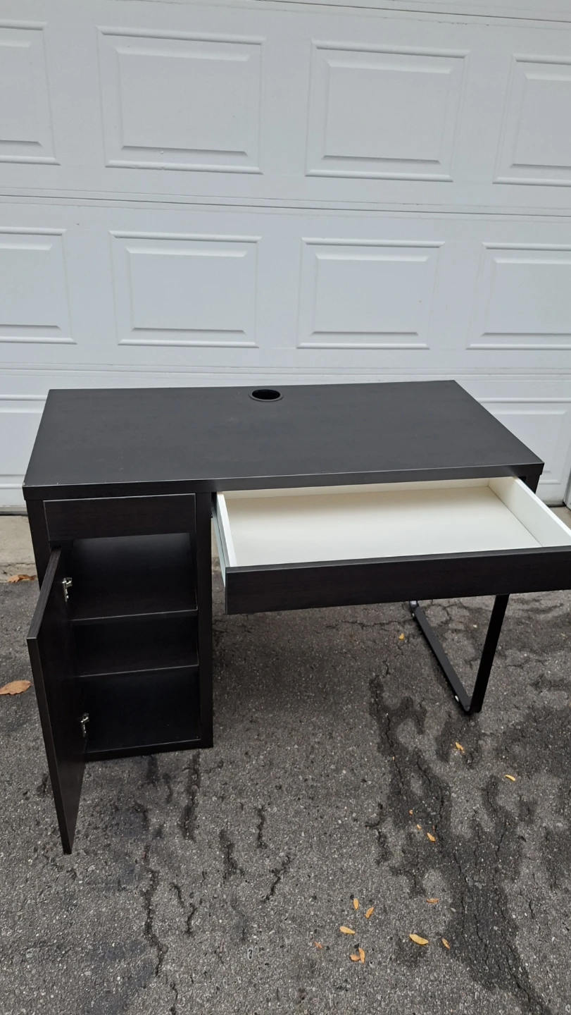 Dark Brown Computer Desk with Storage - photo 2