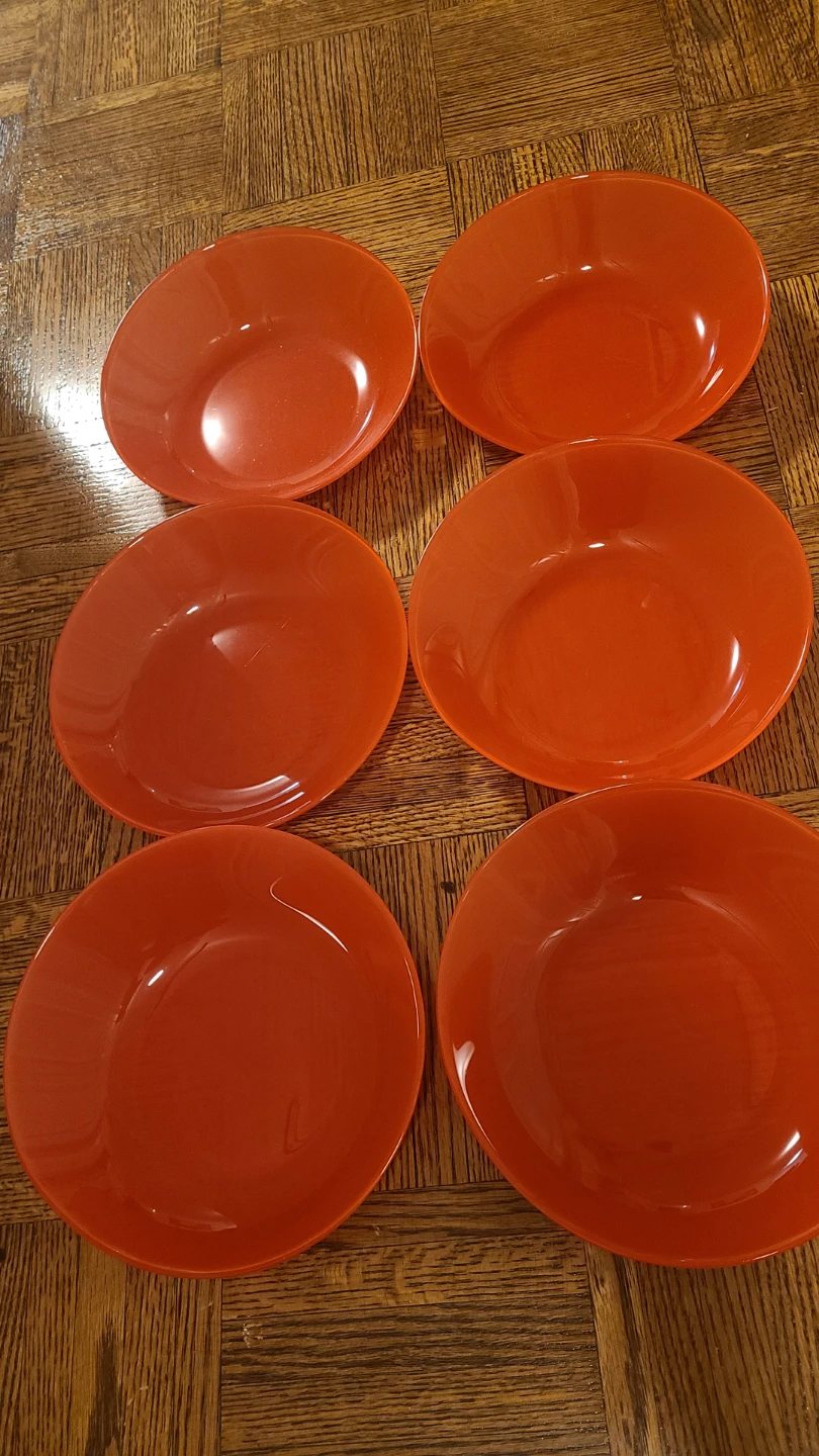 Set of 6 Vintage Orange Glass Bowls