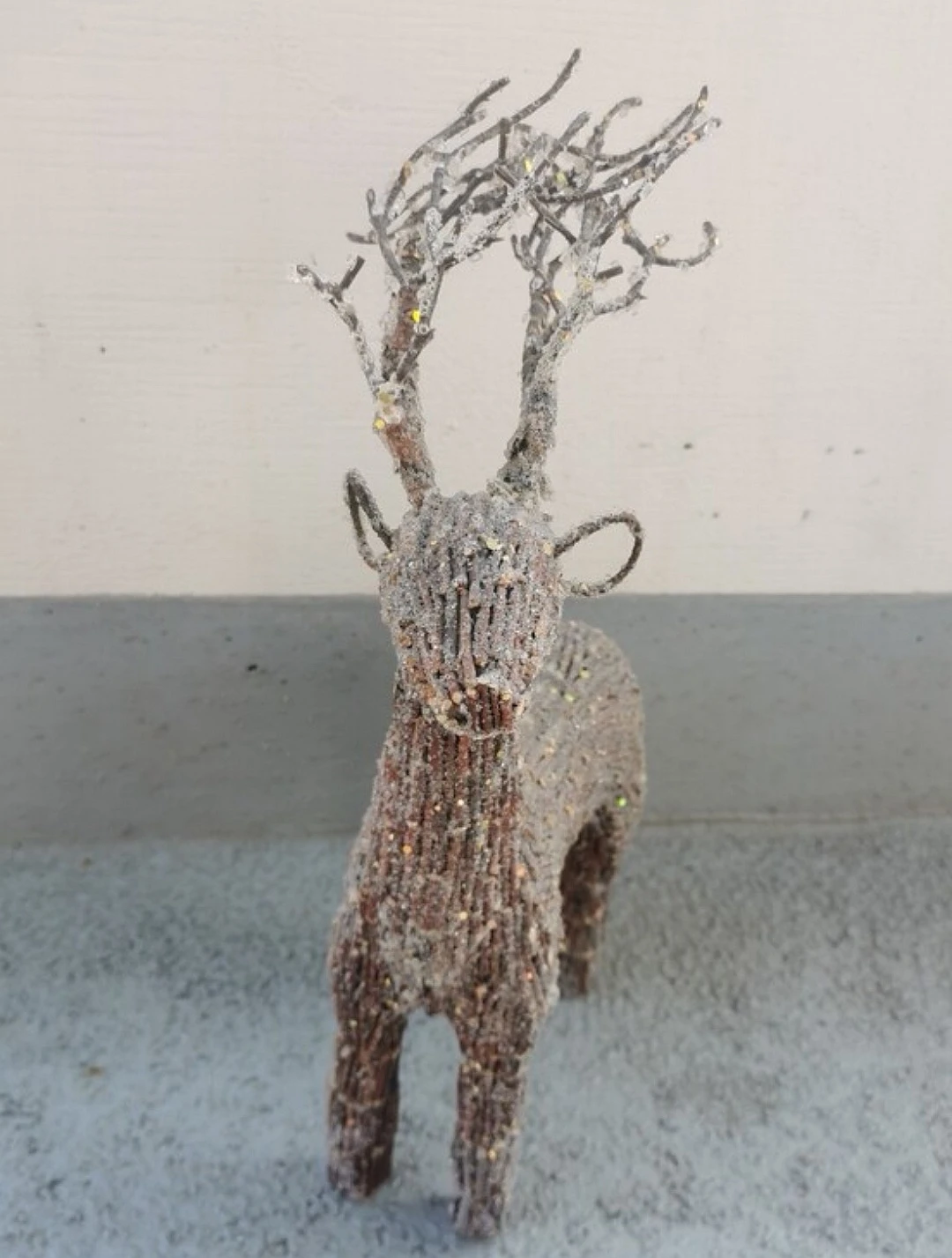 Rustic Fiber Reindeer Sculpture Woodland Christmas Decor 13" - photo 4
