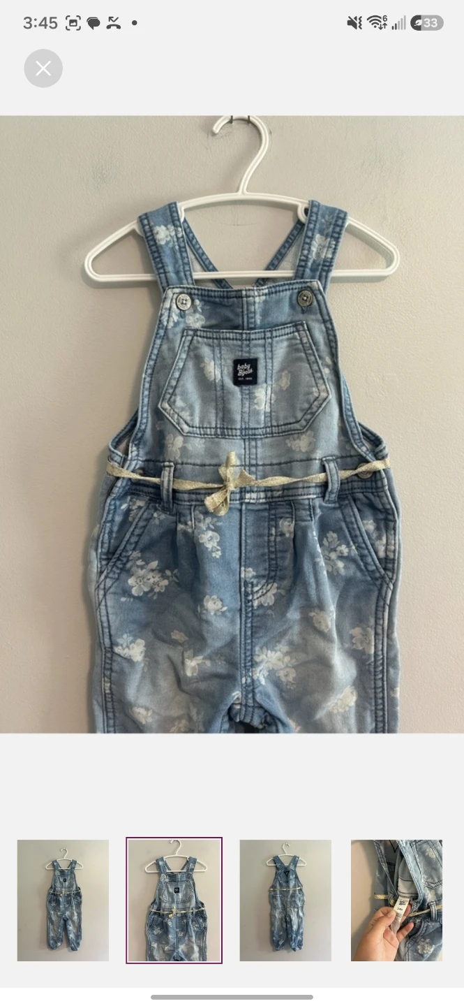 Baby B'gosh Floral Denim Overalls - photo 2