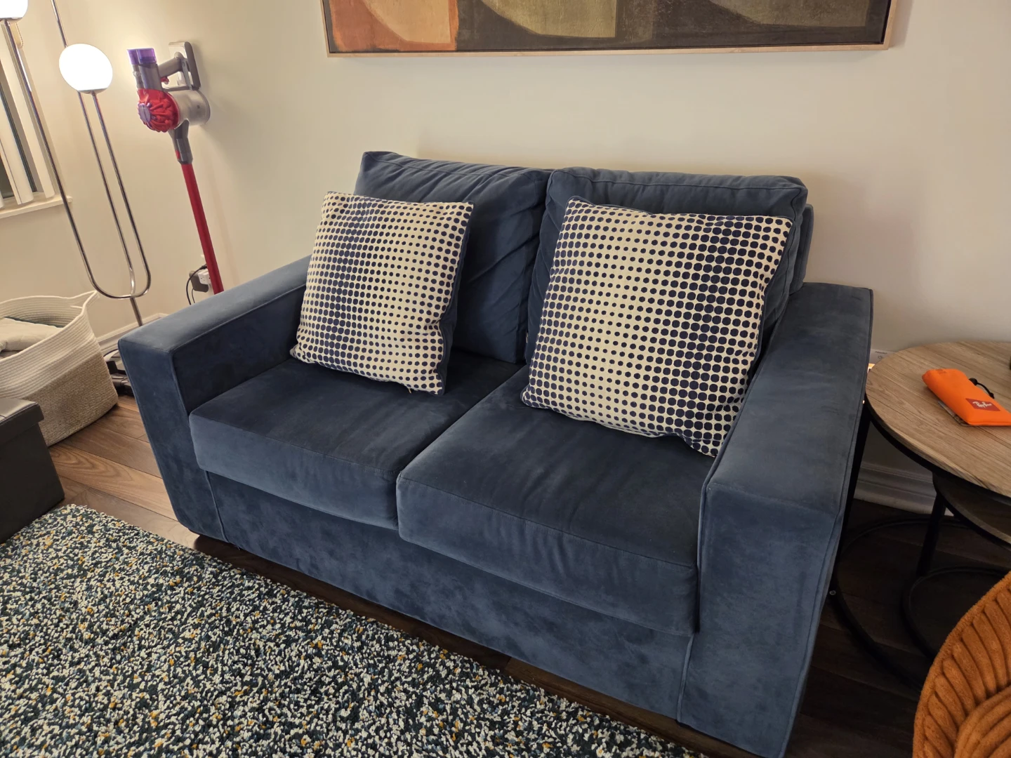 Blue Velvet Loveseat Sofa - photo 4