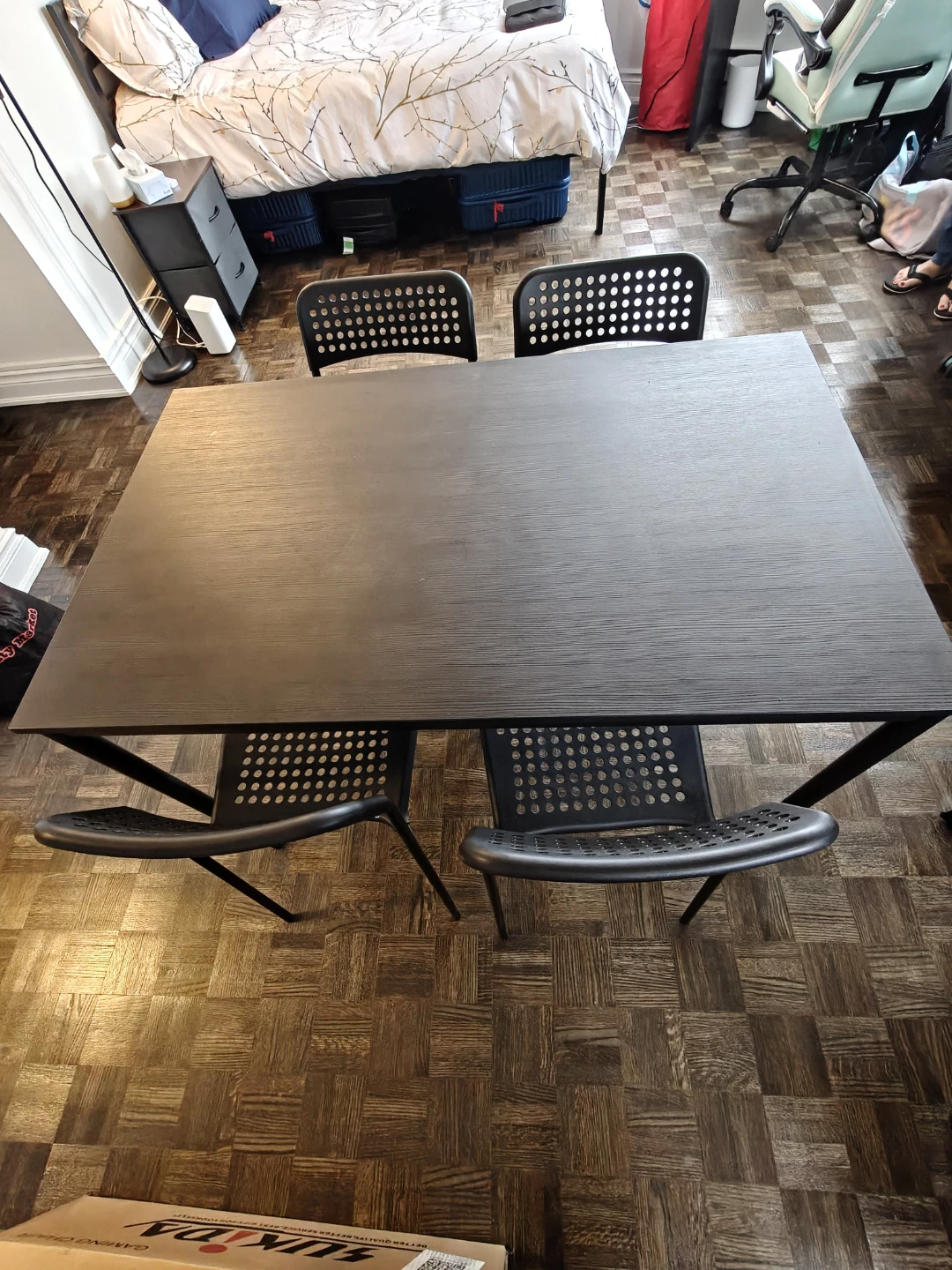 IKEA Black Dining Table with Four Chairs - photo 4