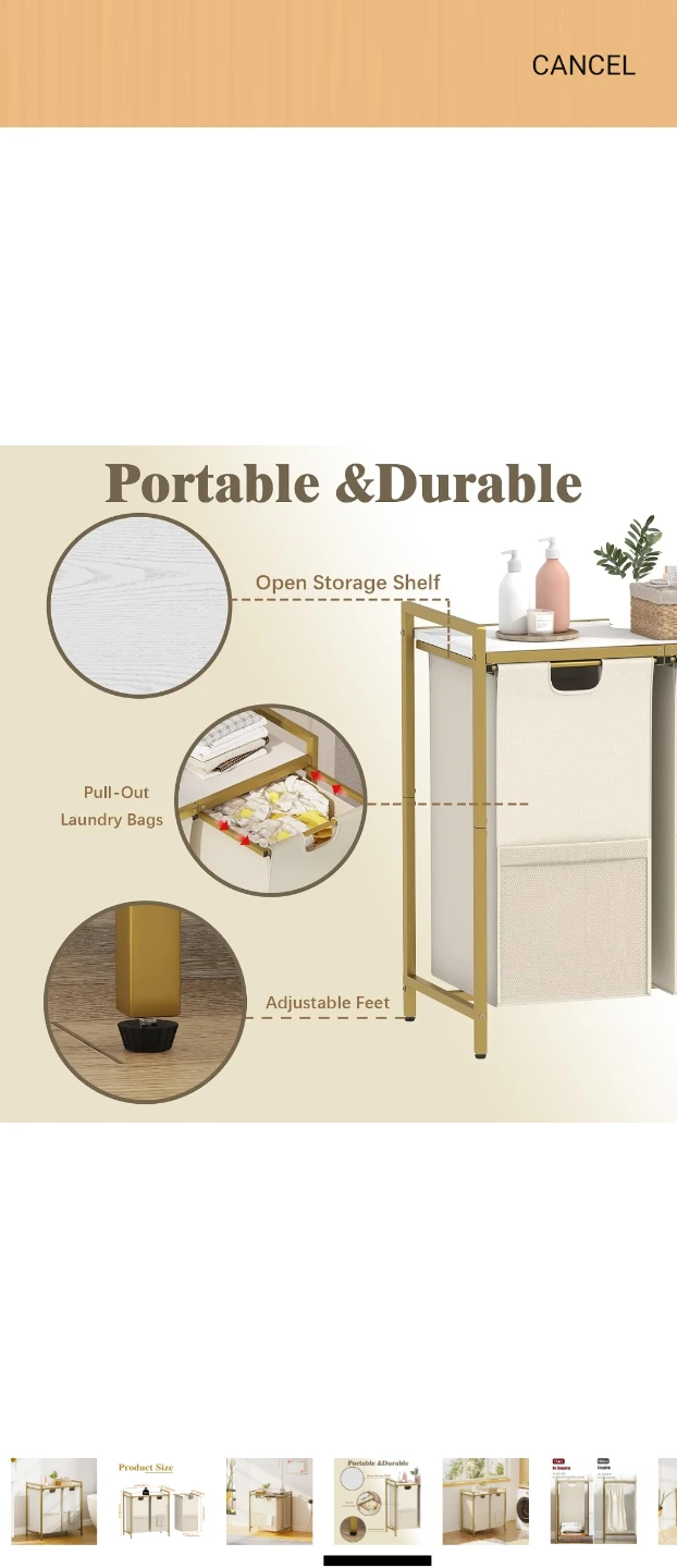 Double Laundry Hamper with Shelf - photo 4