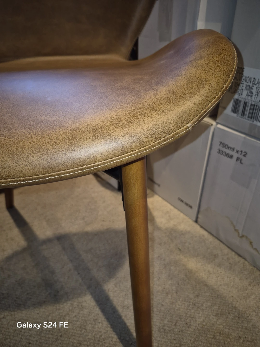 Mid-Century Modern Brown Faux Leather Dining Chairs - Set of 2 - photo 5