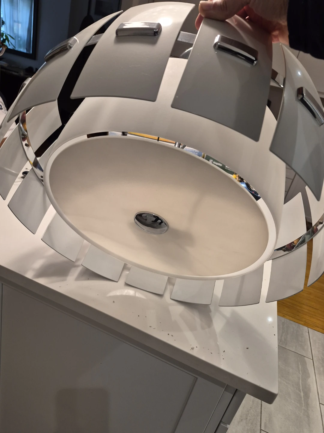 Modern White and Chrome Pendant Light (2 available) - photo 3