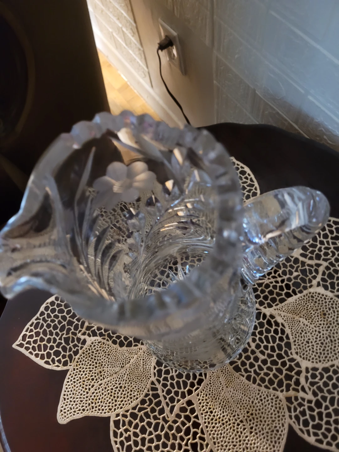 Vintage crystal glass pitcher and flower holder $50 - photo 5