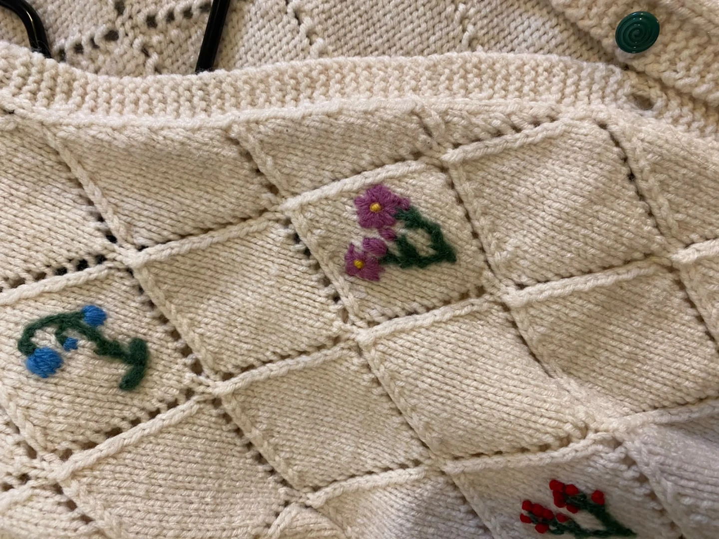 Cream Floral Knit Cardigan - photo 3