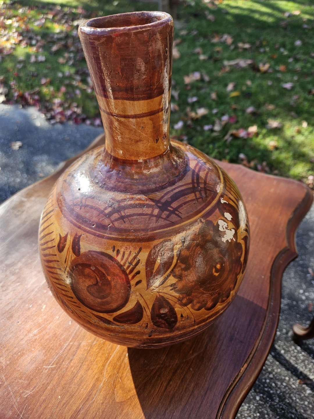 Hand-painted terracotta clay vase