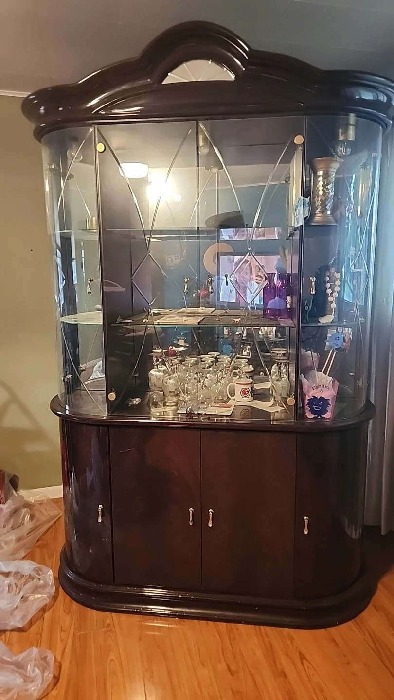 Dark Wood Curio Cabinet Display Case - photo 4