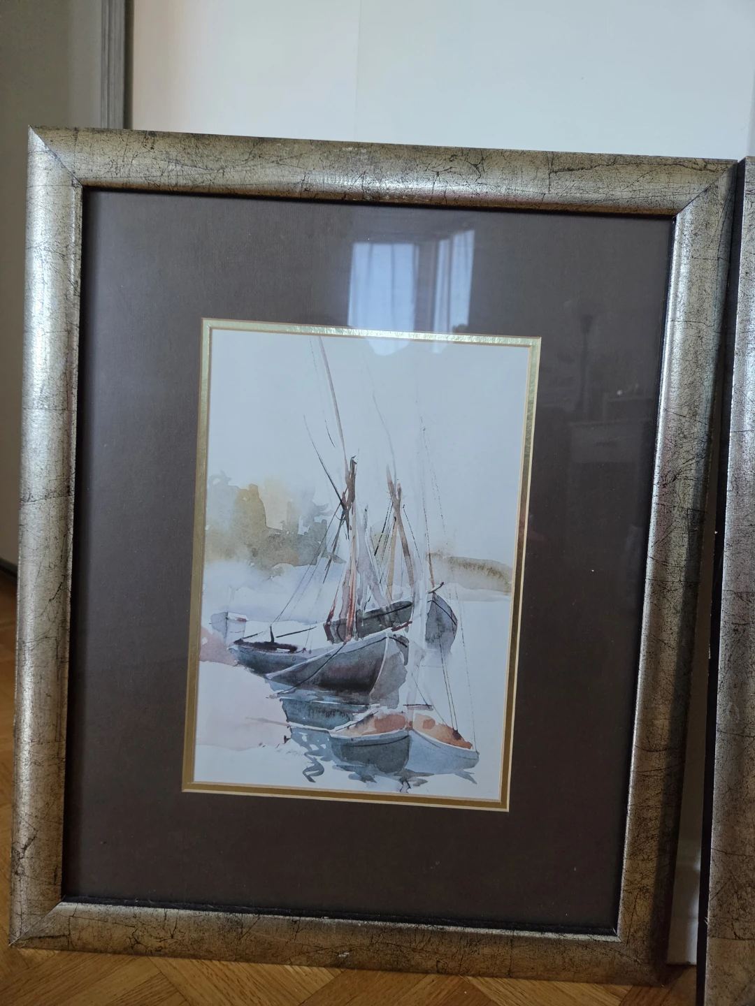 Pair of Framed Maritime Coastal Art Prints – Vintage Boat Decor - photo 3