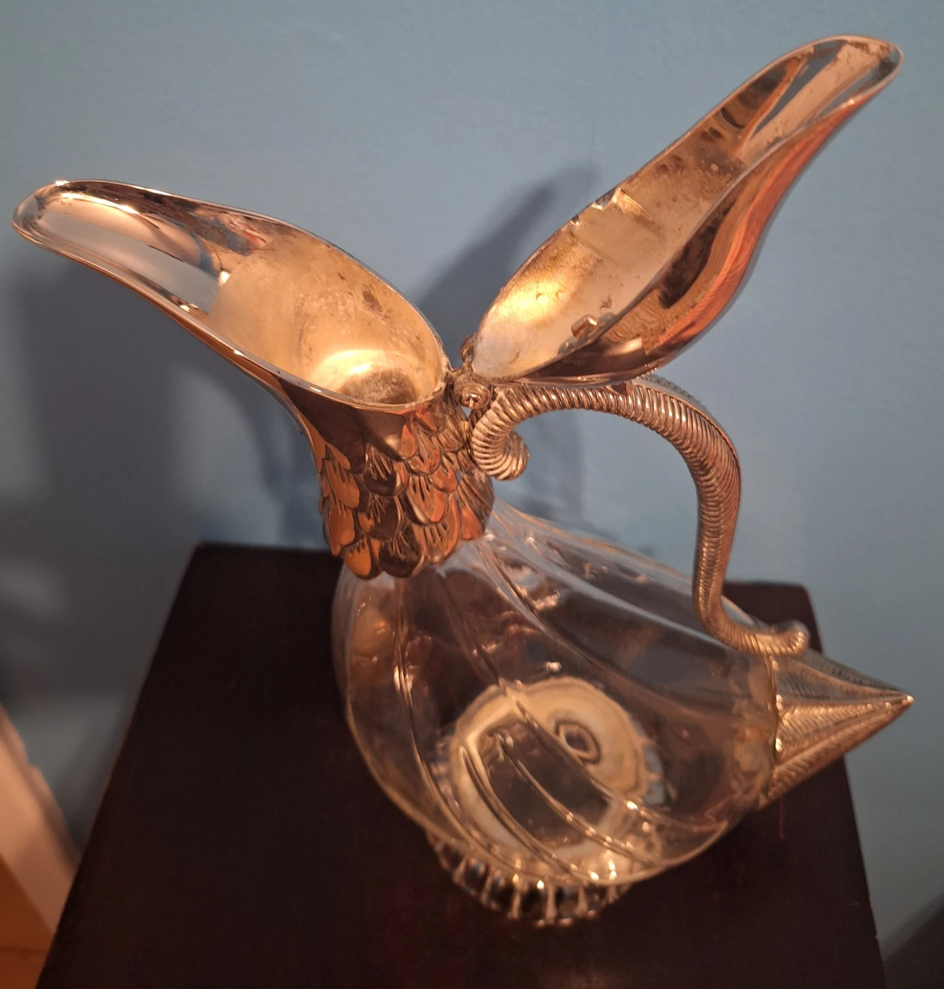 Vintage Crystal and Silver-Plated Duck Decanter - photo 4