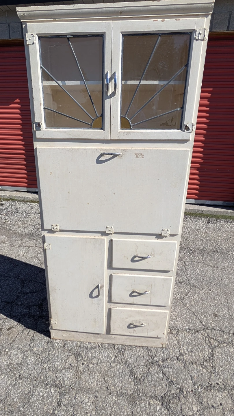 Vintage White Painted Kitchen Hutch