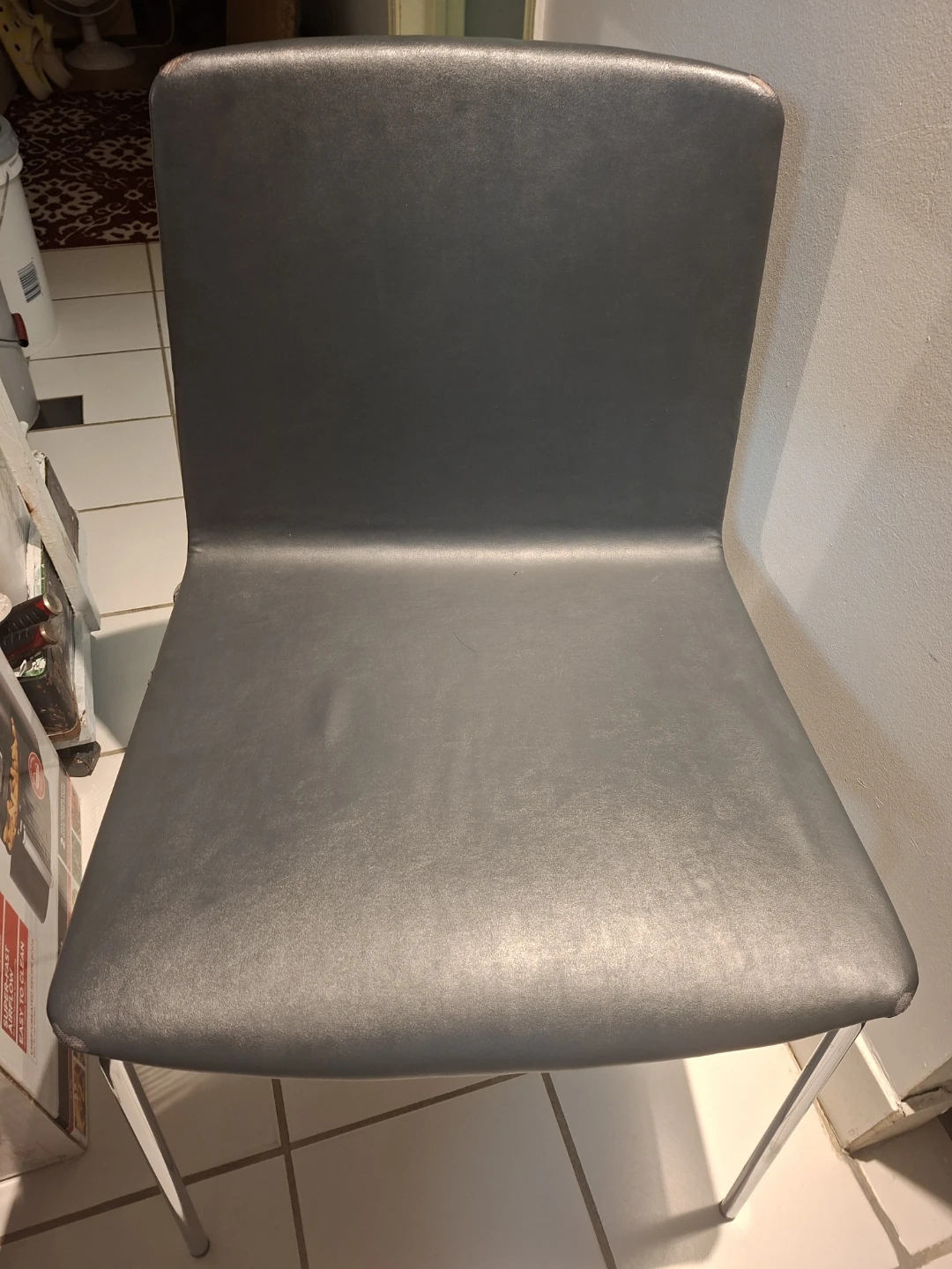 Grey Faux Leather Dining Chair