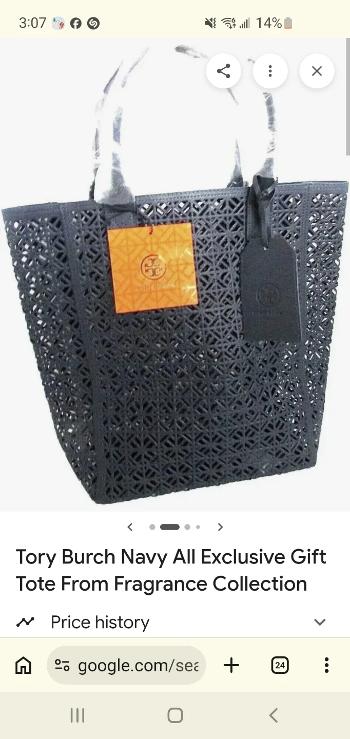 Tory Burch Navy Fragrance Collection Gift Tote