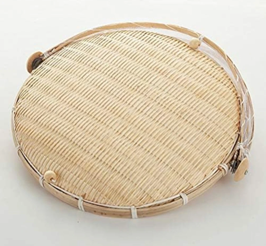 Bamboo Fruit basket / Food Serving Tray with Mesh Cover - photo 3