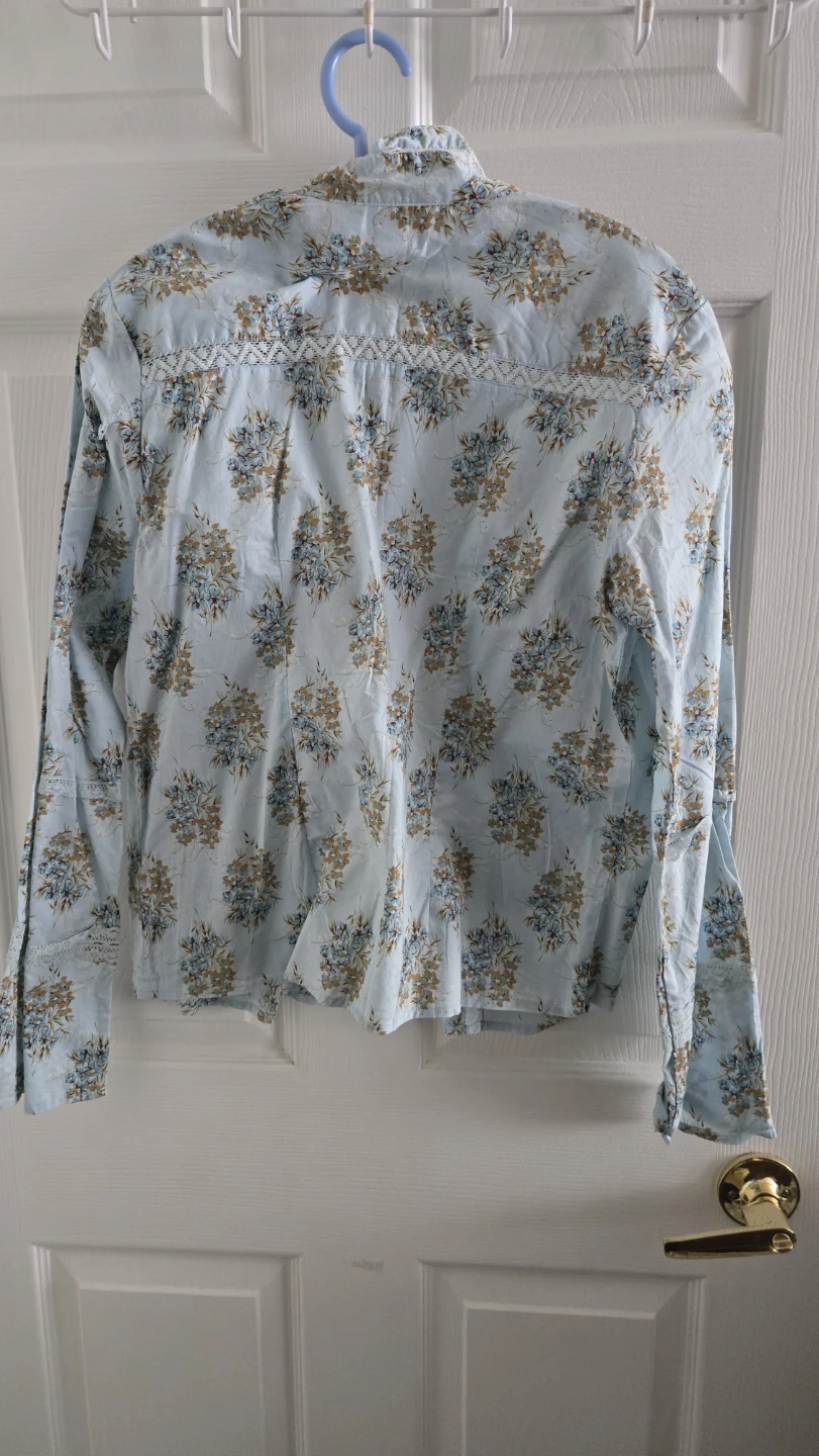 Light blue floral long sleeve button-up shirt - photo 3