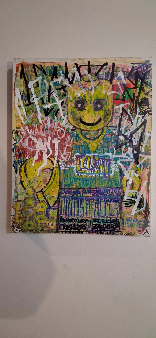 Abstract graffiti-style canvas art - photo 2