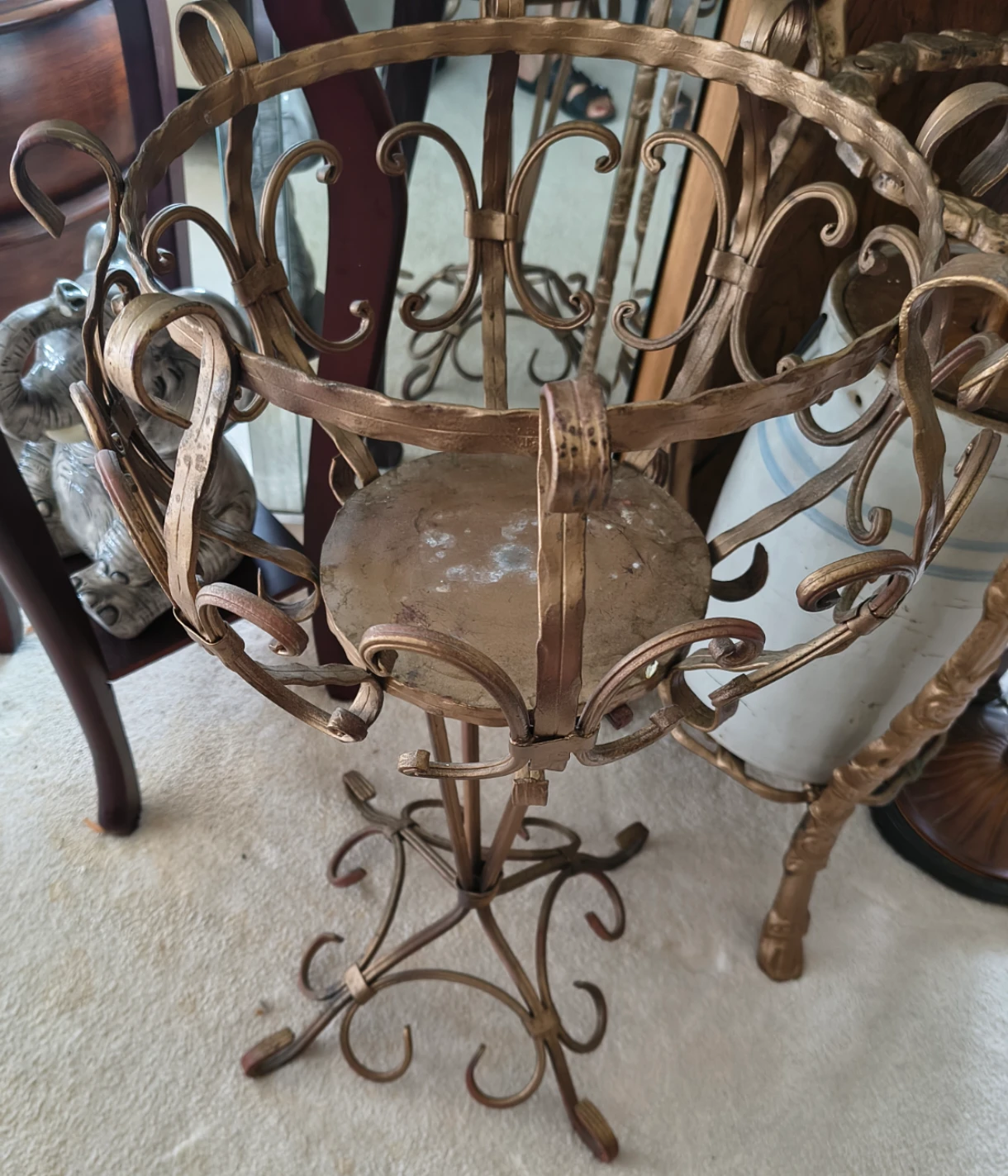 Vintage Gold Metal Plant Stand