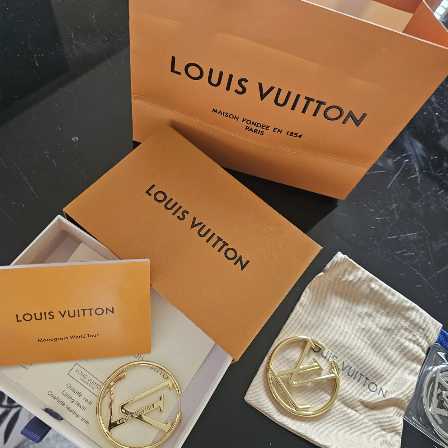 Louis Vuitton LV Gold Tone Hoop Earrings - photo 2
