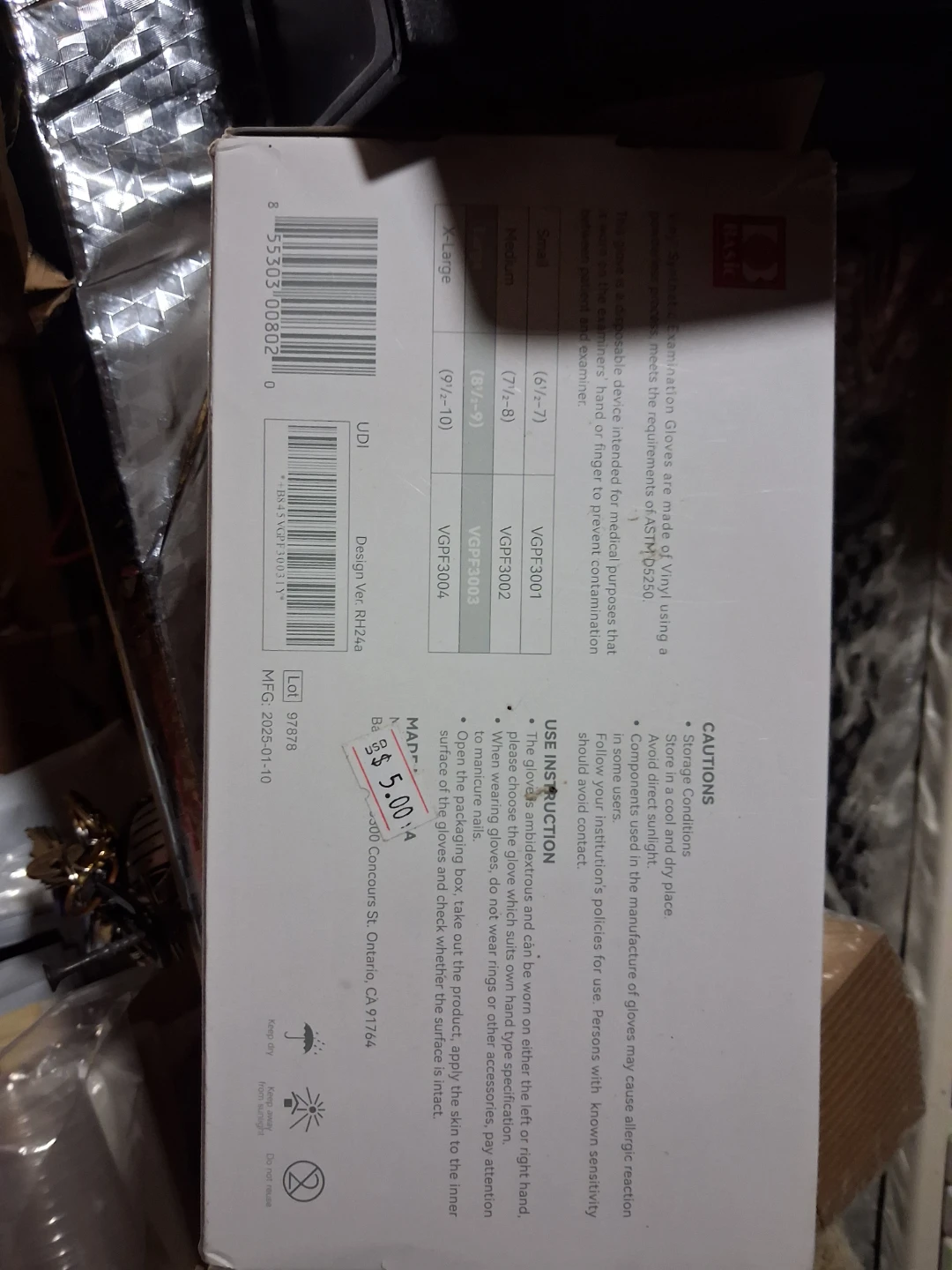 Basic Brand Vinyl Synthetic Exam Gloves Size Large - photo 2