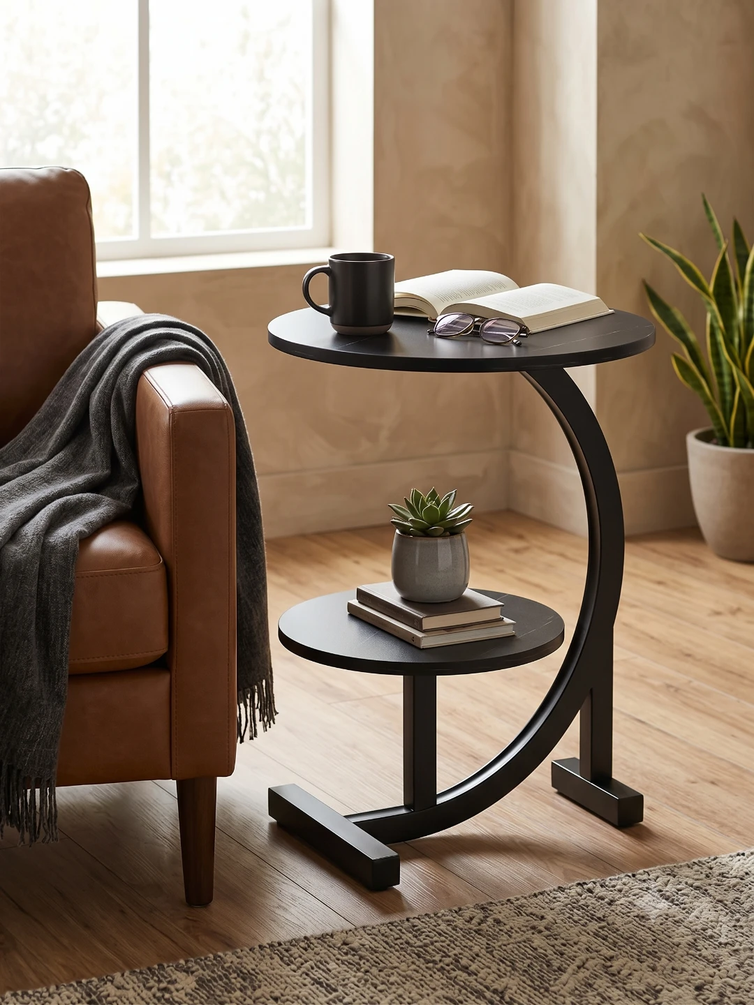 Brand New Modern C-Shaped Black End Table - photo 4