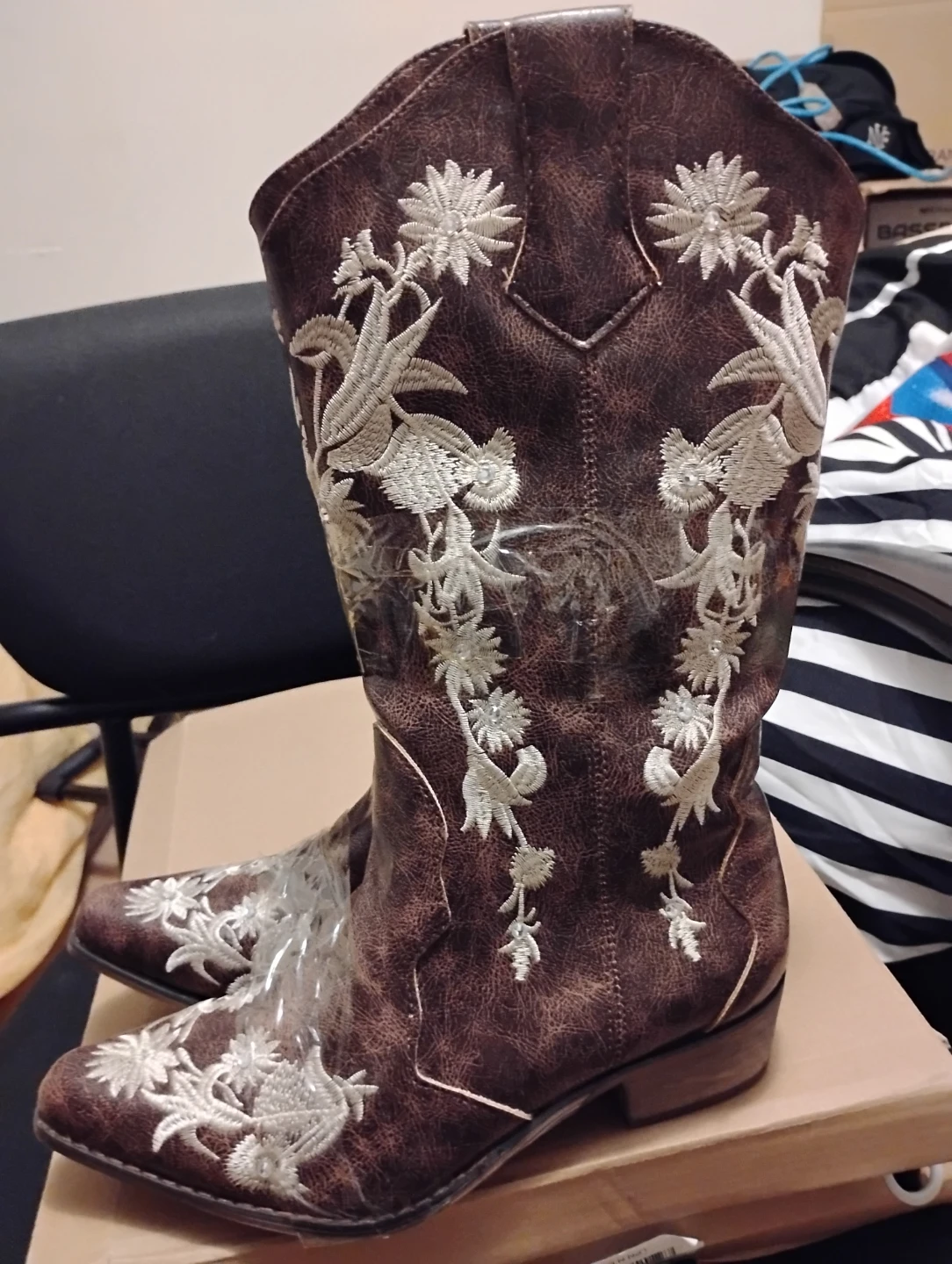 Embroidered Brown Western Boots