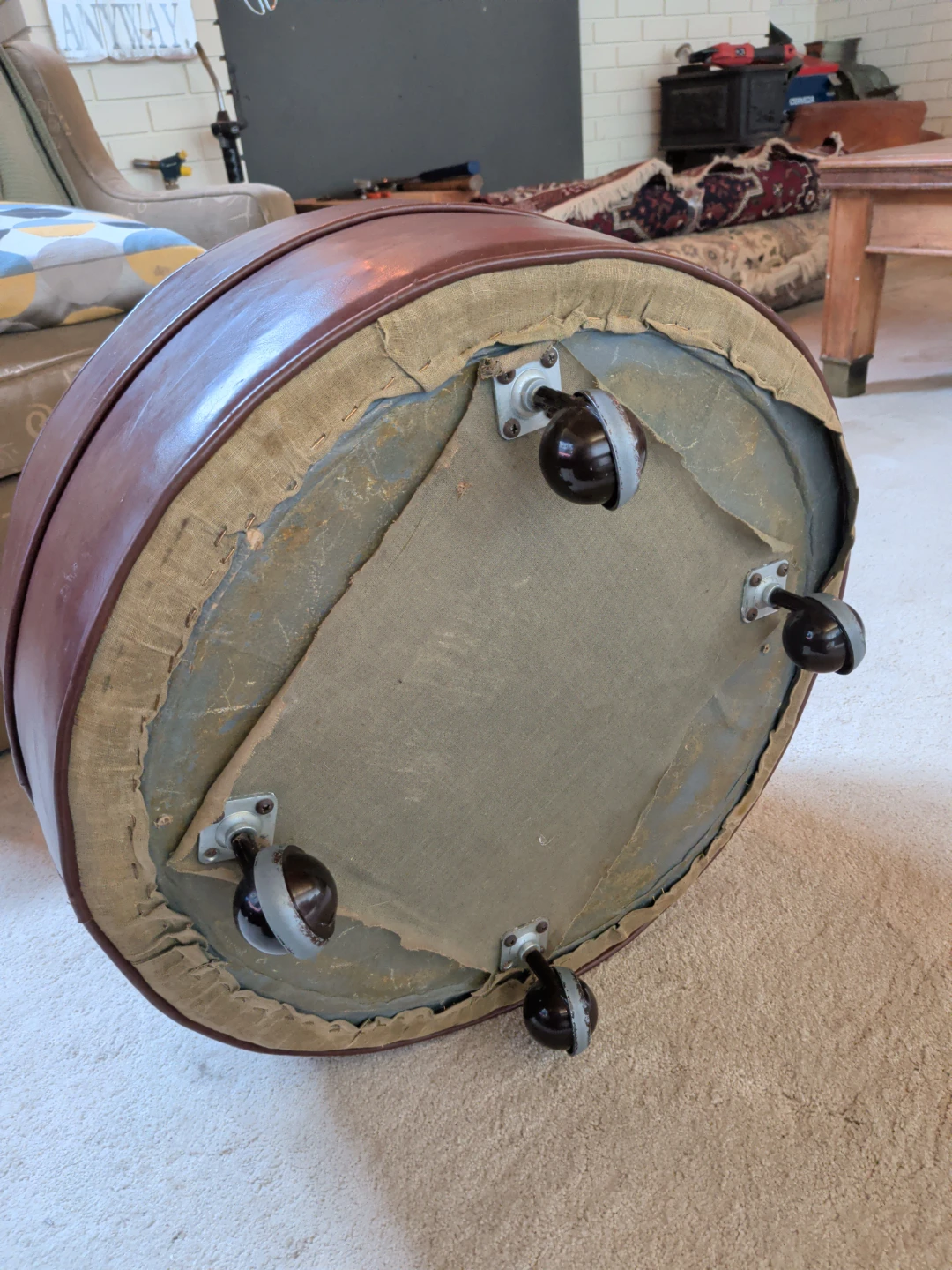 Vintage Round Ottoman - photo 3