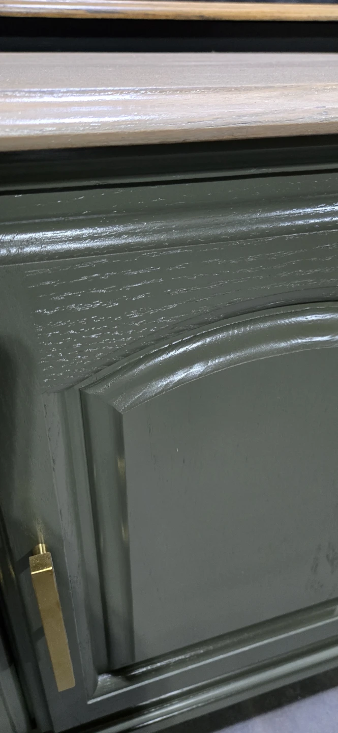Green Media Console with Natural Wood Top - photo 2