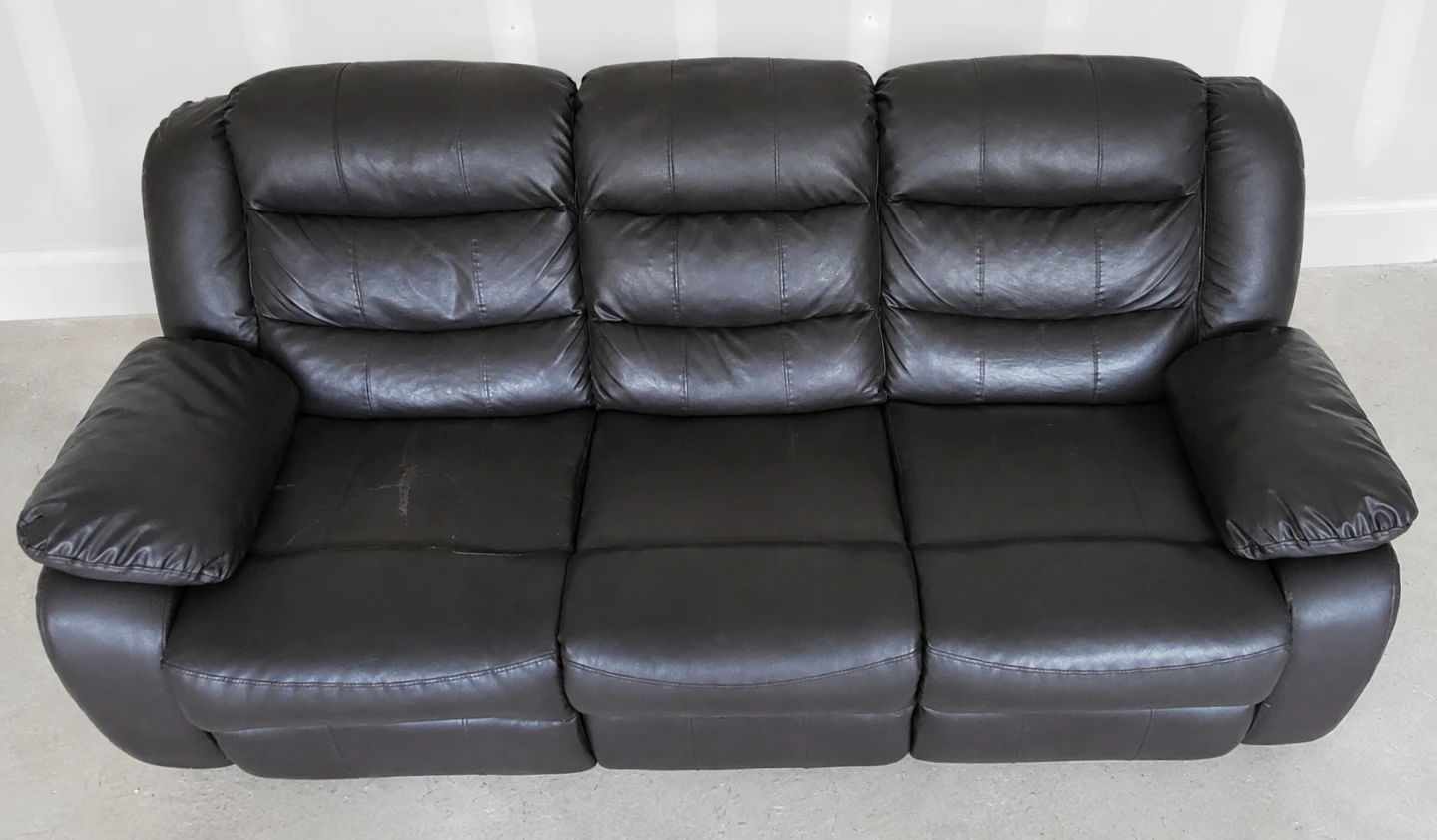 Dark Brown Leather Reclining Sofa