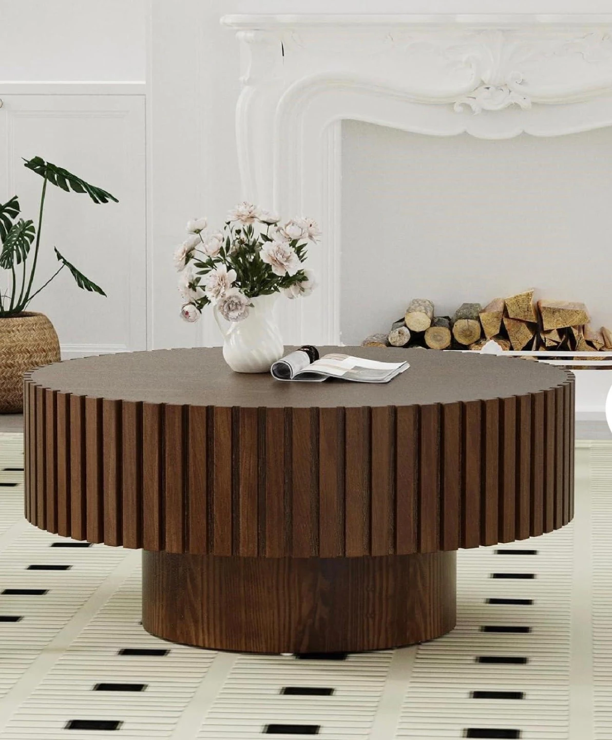 31.5" Roundl Wood Coffee Table - Brown