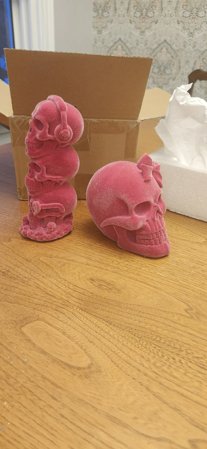 New set of Two Pink Velvet Skull Decor Items - photo 2