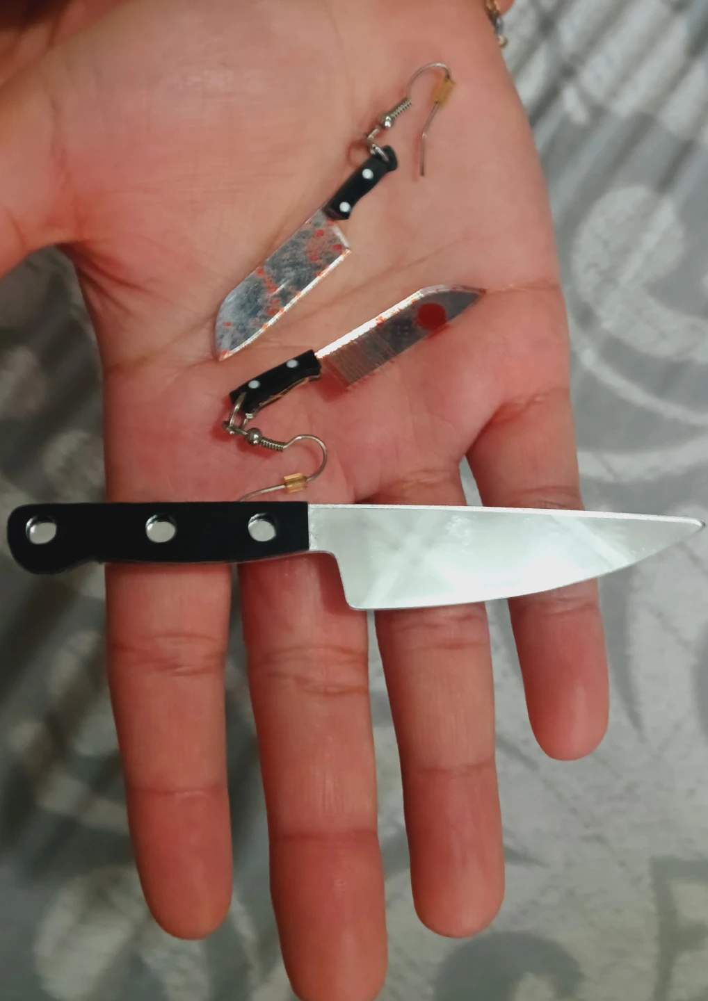 Miniature Knife Earrings and Hair Clip Set