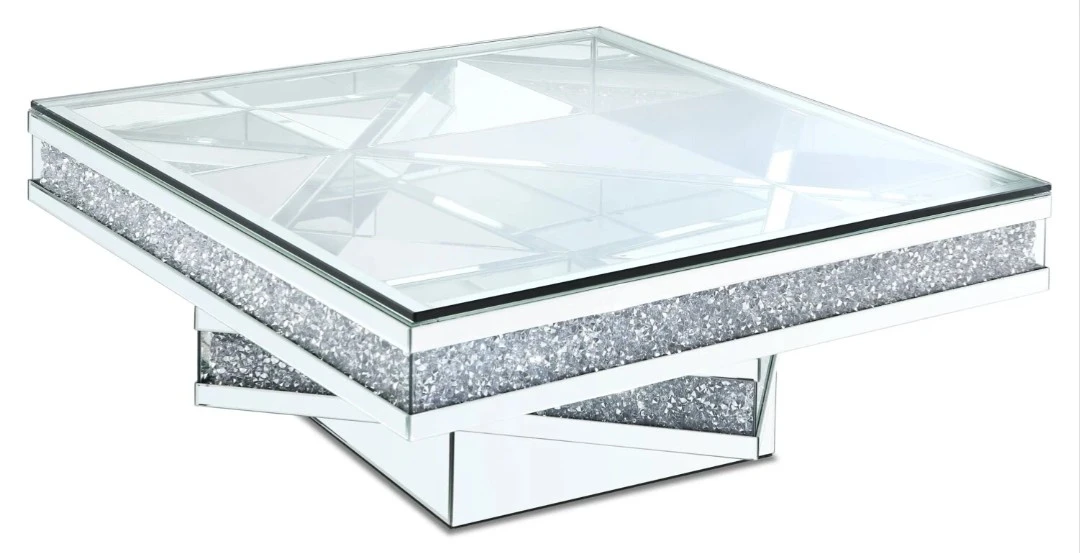 Mirrored living room suite with Crushed Diamond Accents